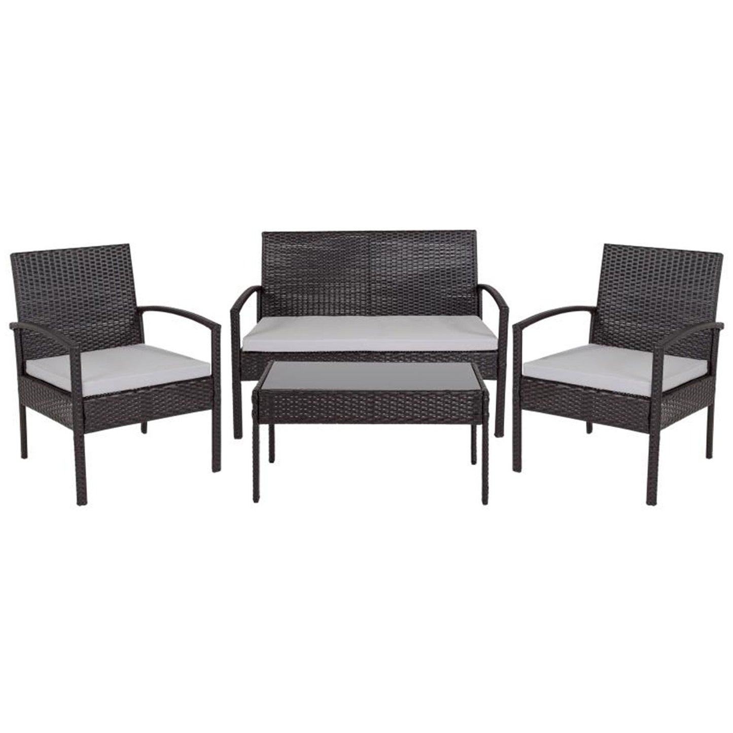 Flash Furniture - 4 Piece Patio Set With Cushions - Gray