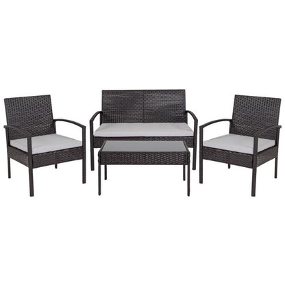 Flash Furniture - 4 Piece Patio Set With Cushions - Gray