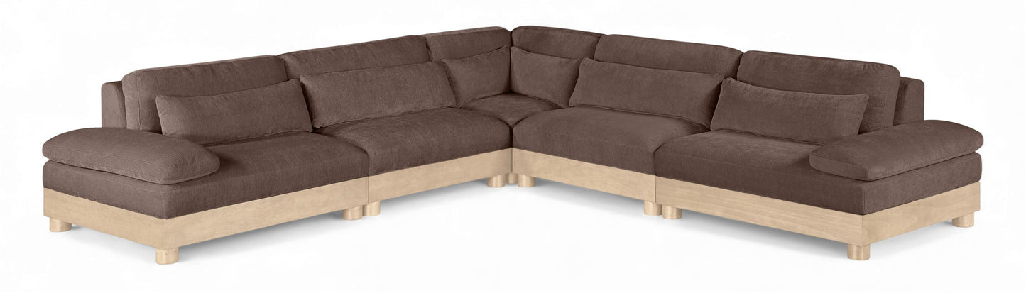 Turin - Chenille Fabric Upholstered Modular Sectional - Brown