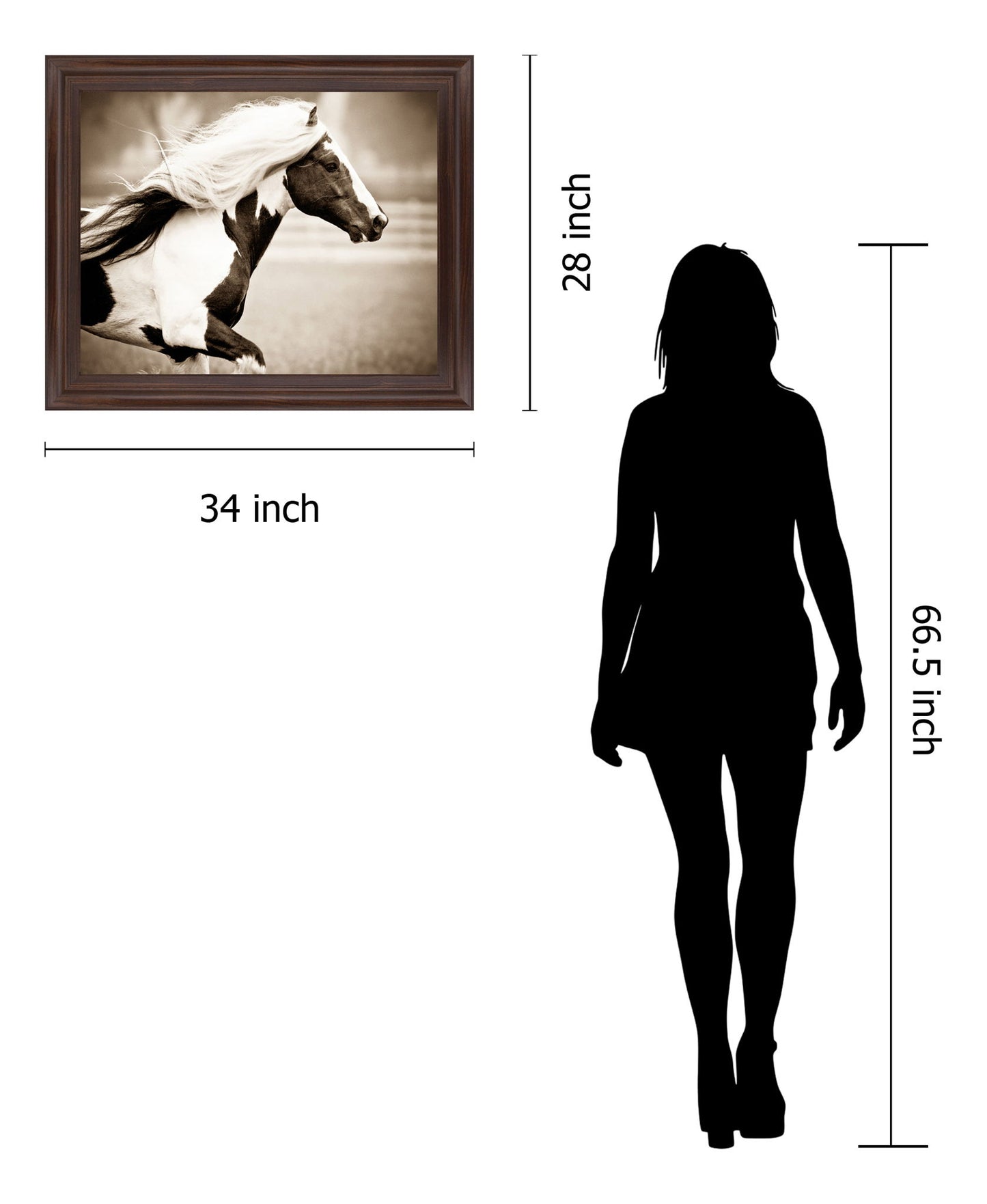 Galloping Spirit - 28" x 34" Framed Wall Art - Dark Brown