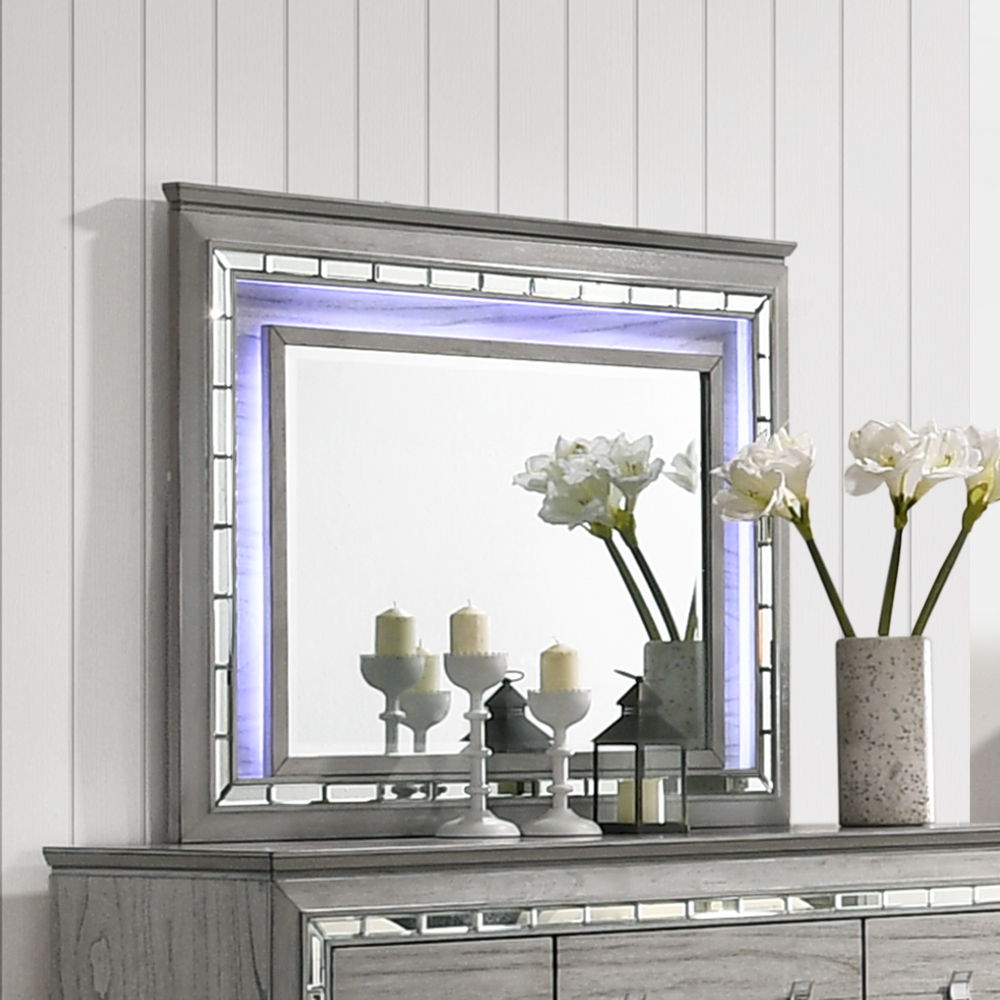 Antares - Mirror With LED - Light Gray Oak