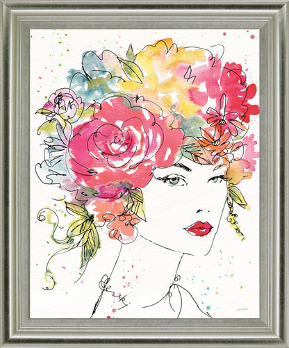 Whimsical Bloom Portrait - 28" x 34" Framed Wall Art - Pink