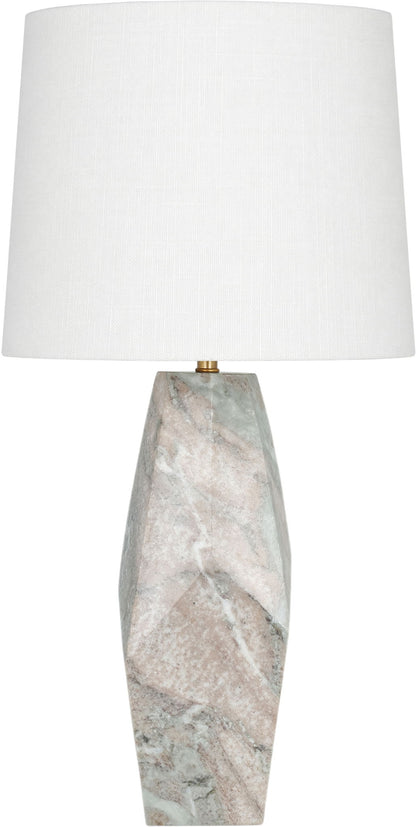 Seraphine - Genuine Marble And Linen Textured Fabric Table Lamp