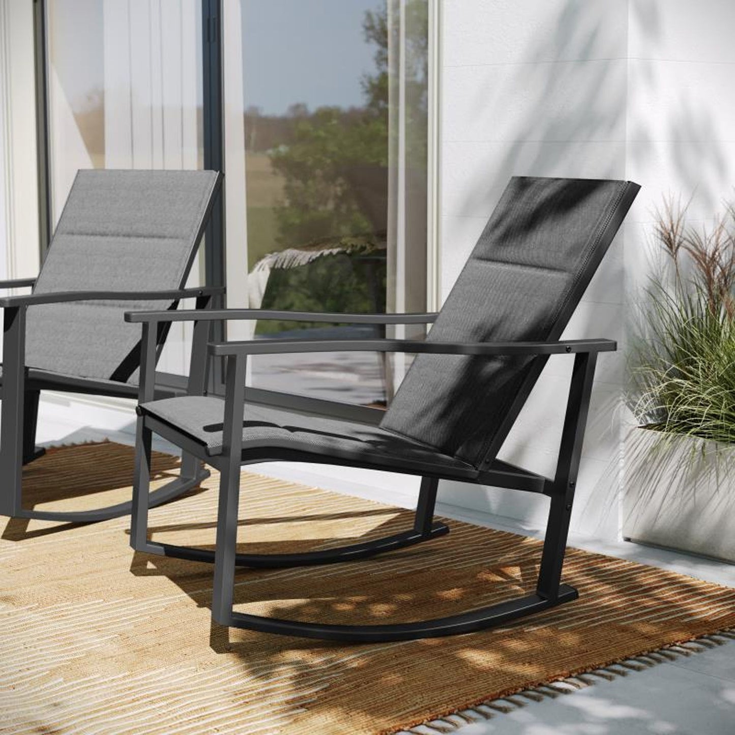 Flash Furniture - Textilene Rockers (Set of 2) - Black