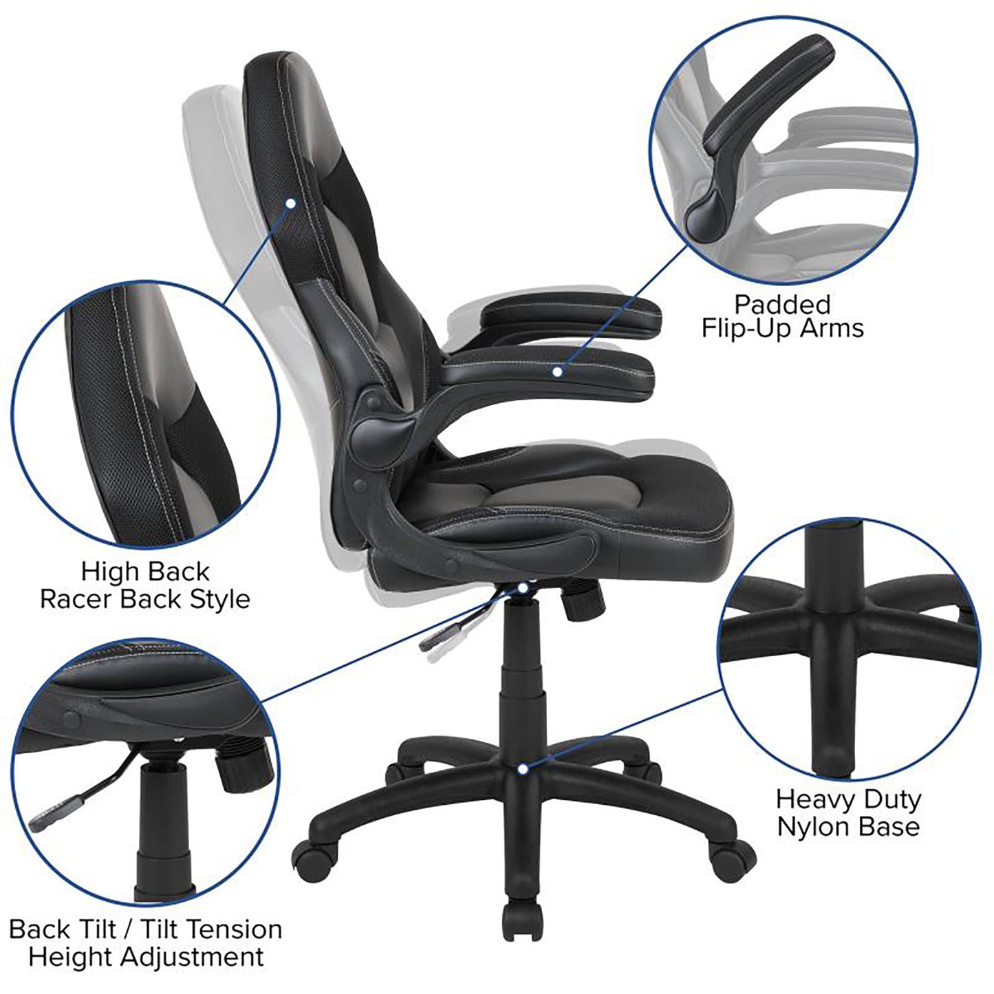 Flash Furniture - 2 Piece Racing Chair And Gaming Desk Set - Black