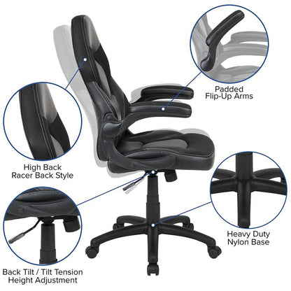 Flash Furniture - 2 Piece Racing Chair And Gaming Desk Set - Black