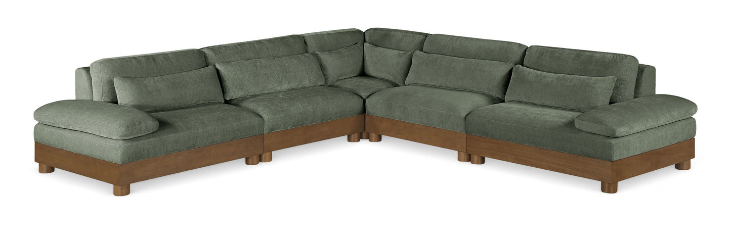 Turin - Chenille Fabric Upholstered Modular Sectional - Green