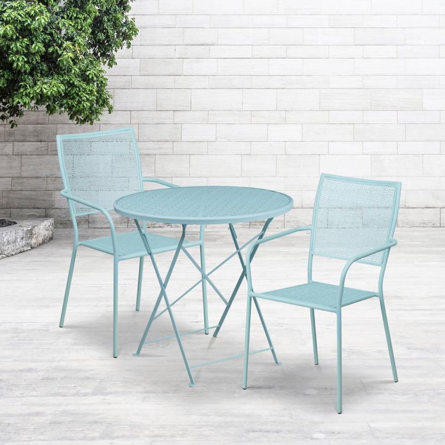 Flash Furniture - 3 Piece Fold Patio Set - Sky Blue