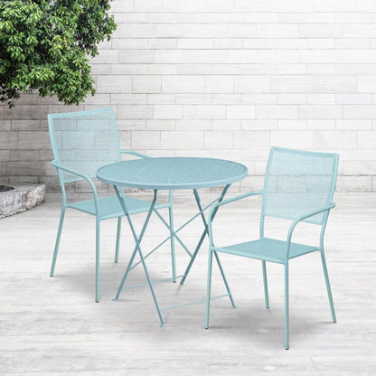 Flash Furniture - 3 Piece Fold Patio Set - Sky Blue
