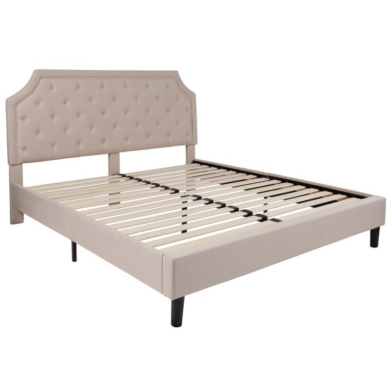 Flash Furniture - King Size Brighton Platform Bed Frame - Beige