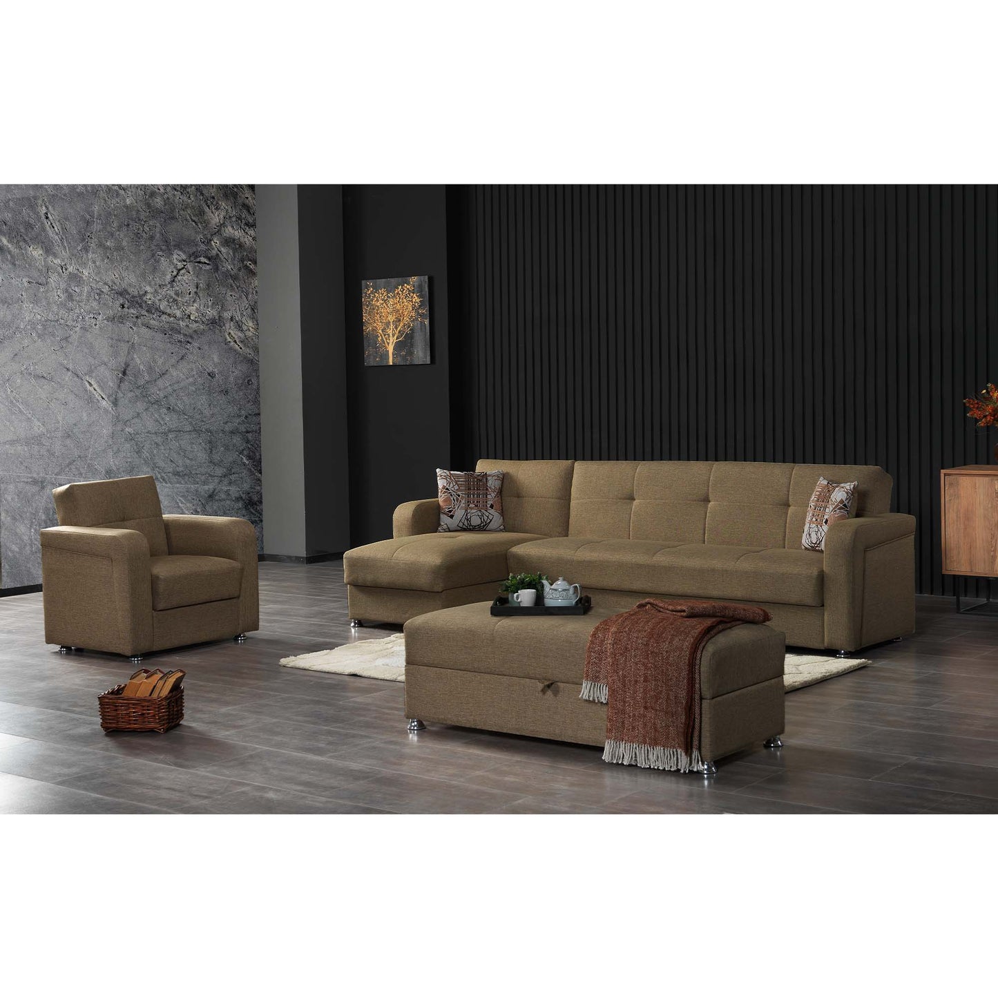 Ottomanson Harmony - Upholstered Convertible Chaise Lounge With Storage
