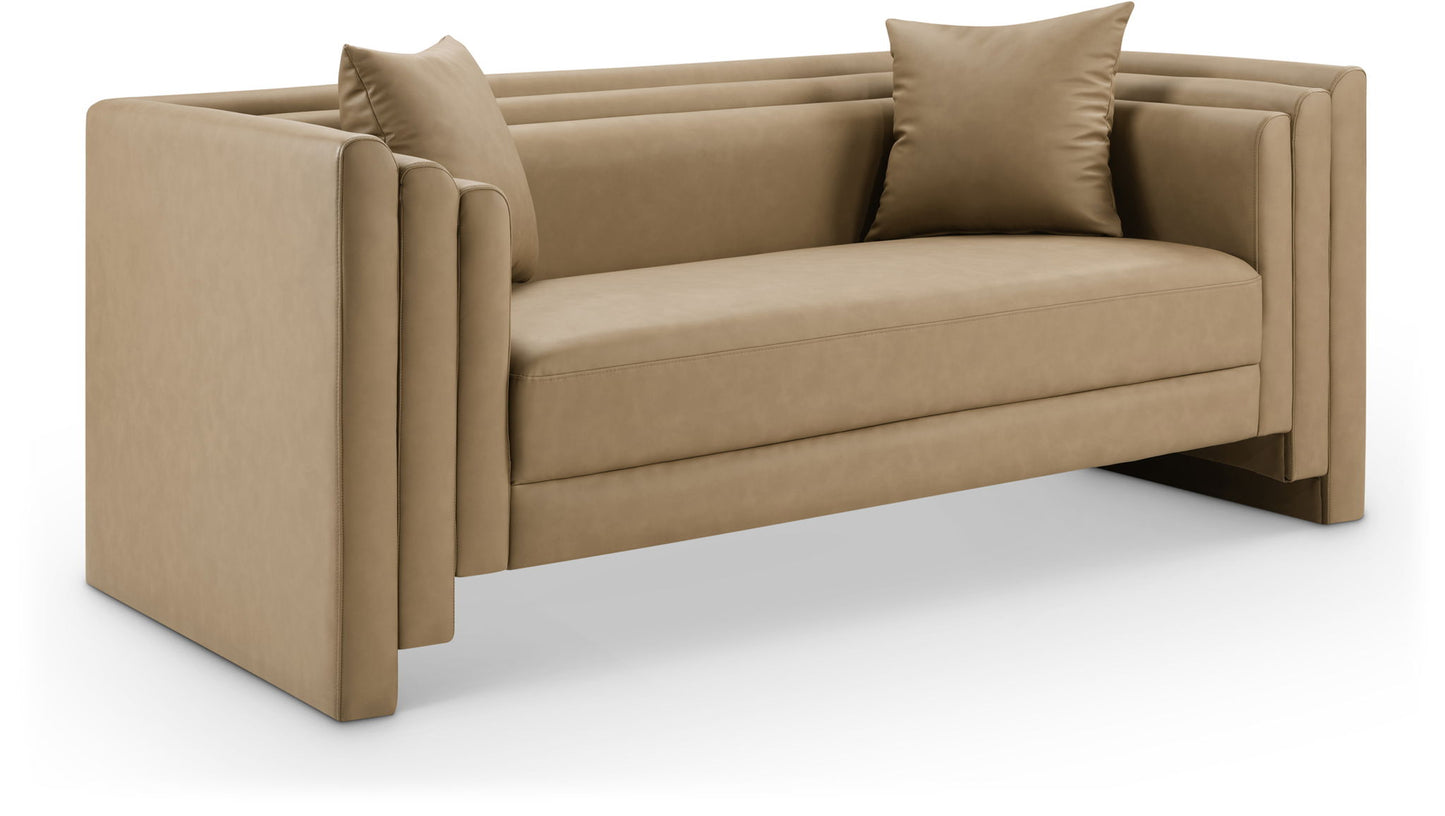 Everett - Vegan Leather 67" Upholstered Loveseat - Tan