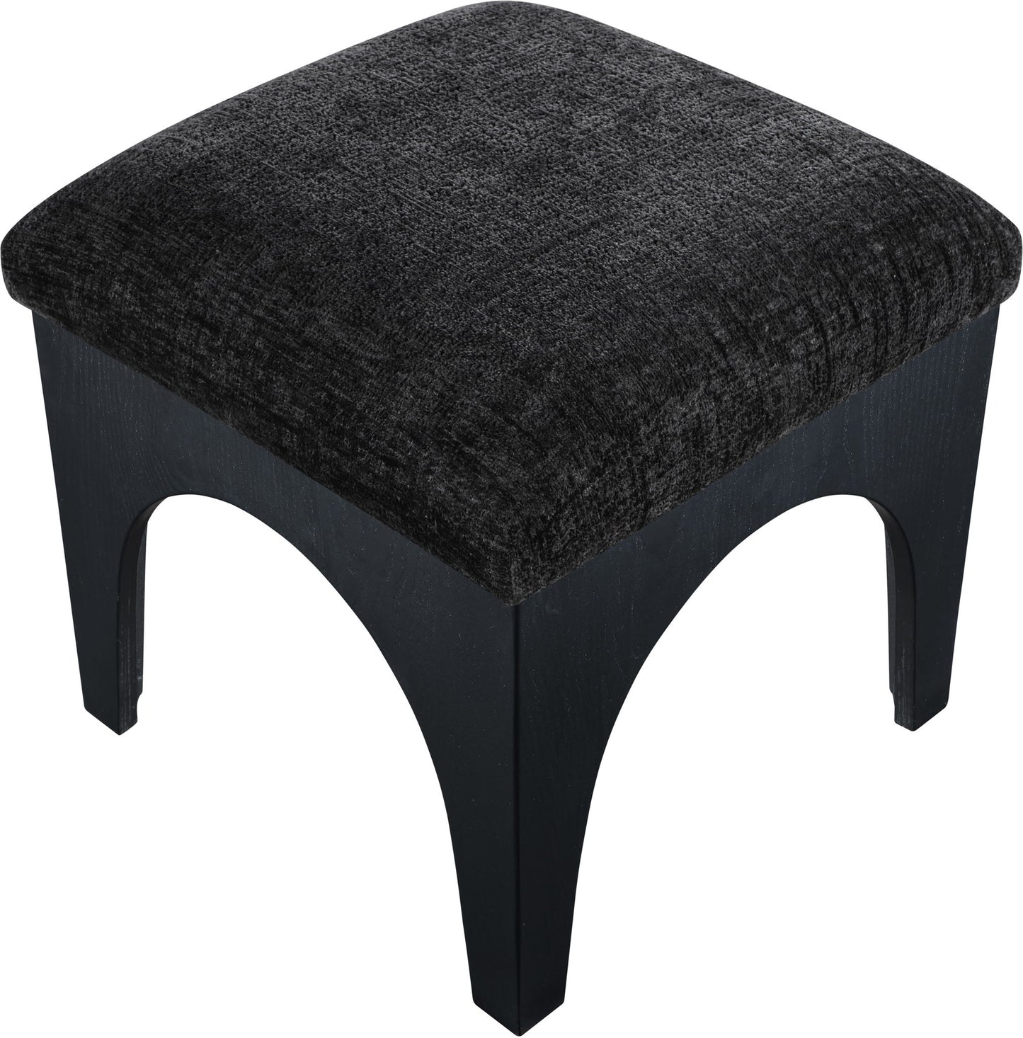 Lawson - Chenille Fabric Ottoman - Black Base
