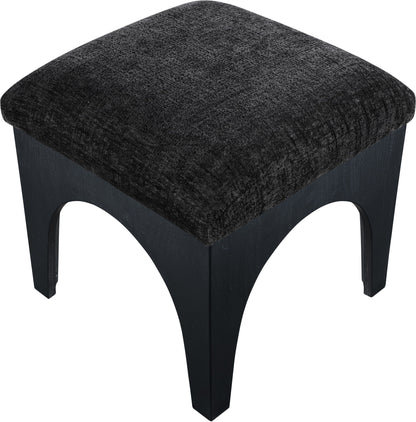Lawson - Chenille Fabric Ottoman - Black Base