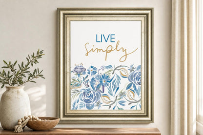 22x26 Live Simply Floral By AniDel Sol - White