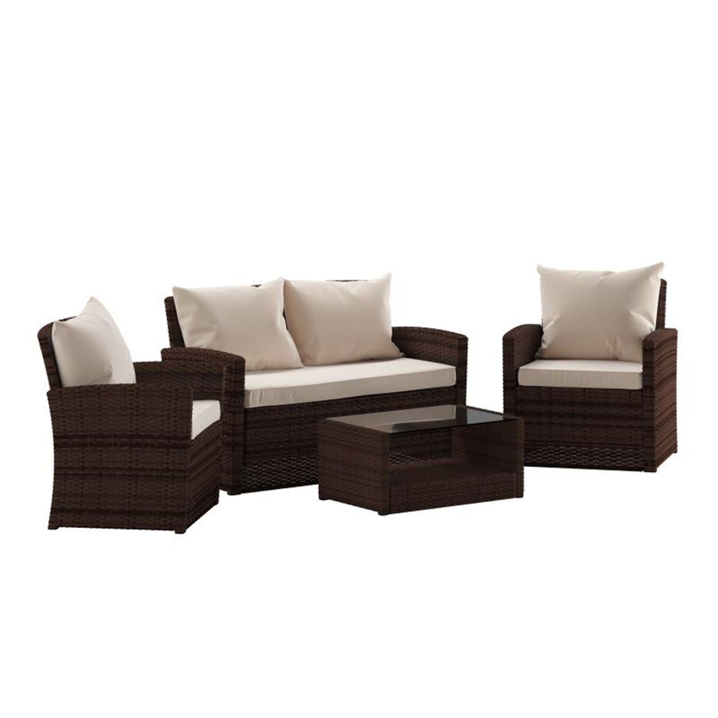 Flash Furniture - 4 Piece Patio Set - Brown / Beige