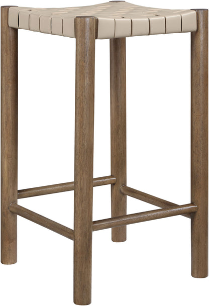 Entwine - Vegan Leather Upholstered Backless Counter Stool - Painted Brown