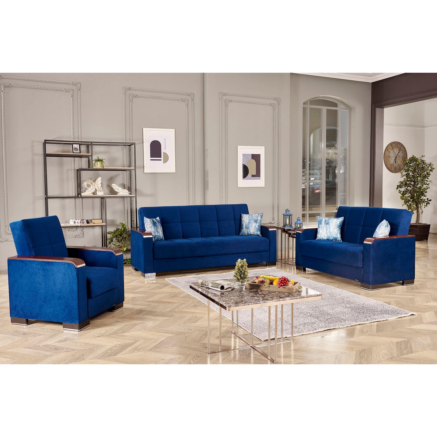 Ottomanson Armada X - Upholstered Convertible Wood Trimmed Sofabed With Storage - Microfiber
