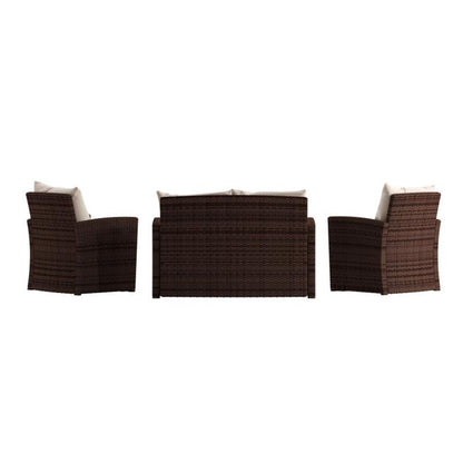 Flash Furniture - 4 Piece Patio Set - Brown / Beige