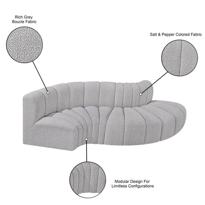 Arc - Boucle Fabric 4 Piece L-Shaped Modular Sofa