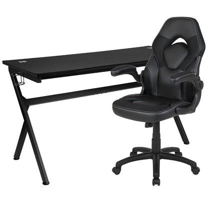 Flash Furniture - 2 Piece Racing Style Gaming Chair And Extra Large Desk Set - Black