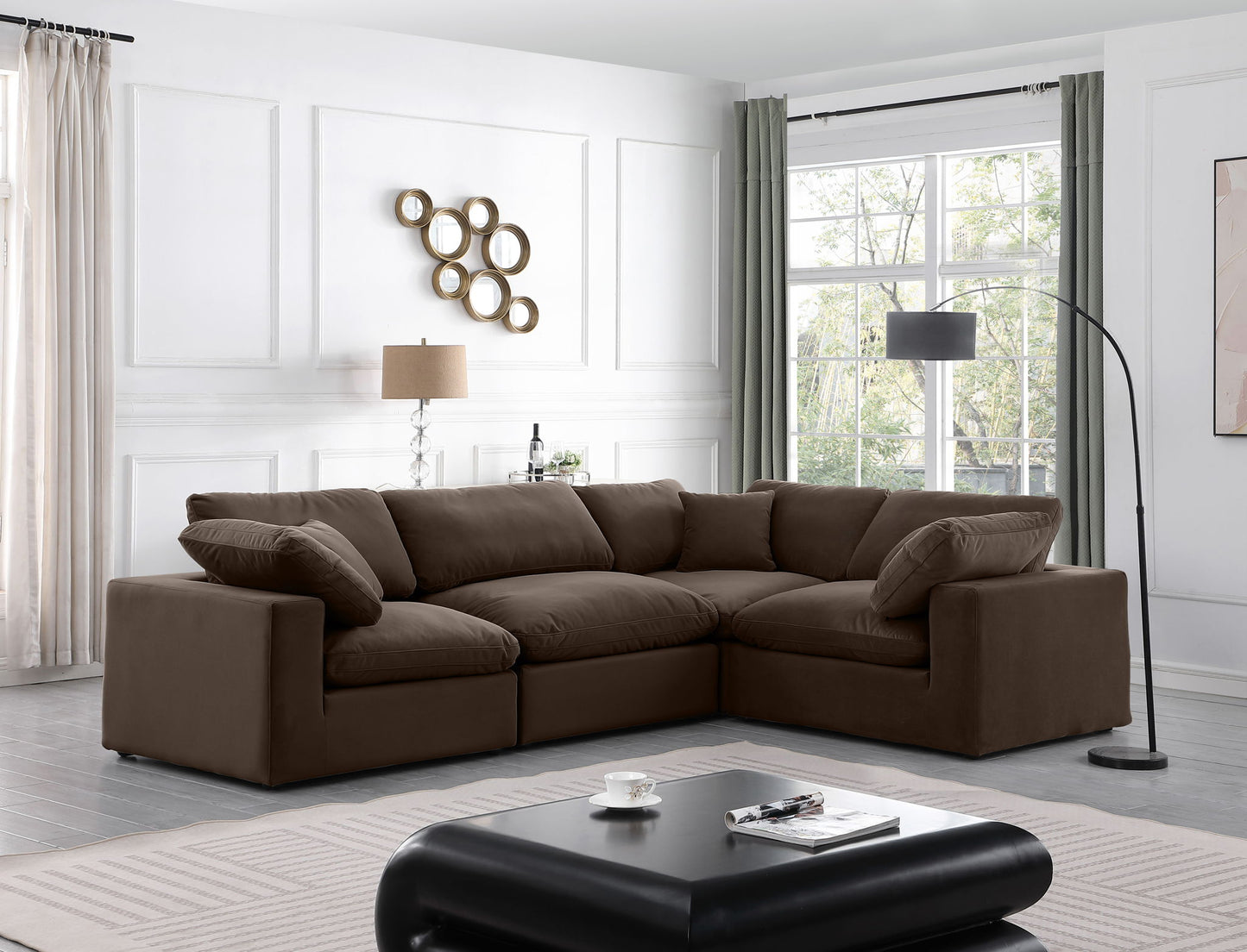 Comfy - 4 Piece Velvet Modular Sectional