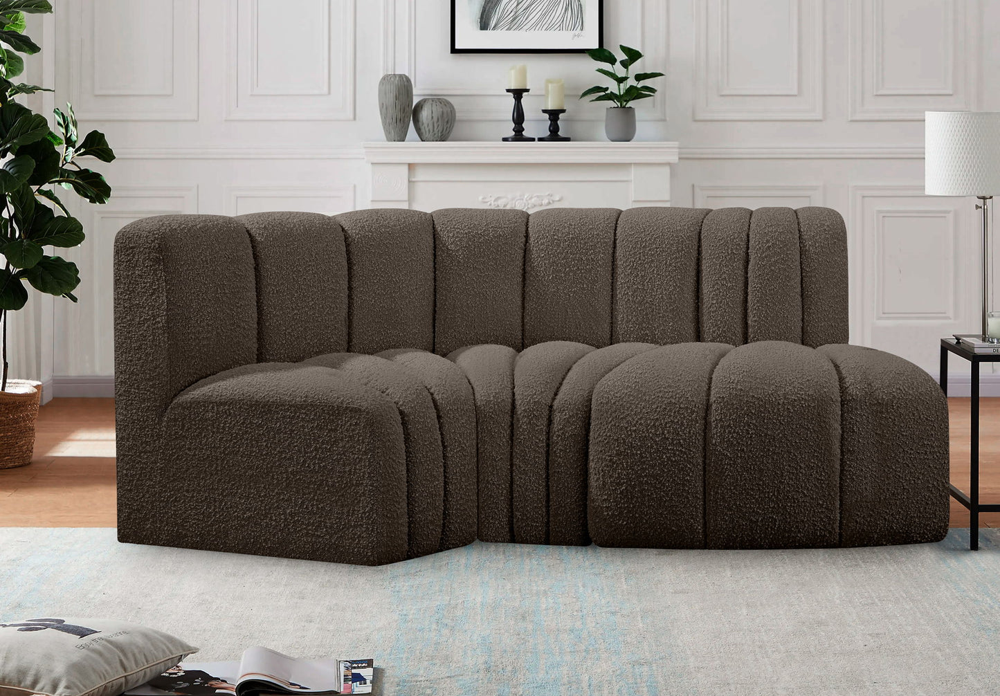 Arc - Boucle Fabric 3 Piece Modular L-Shaped Sofa