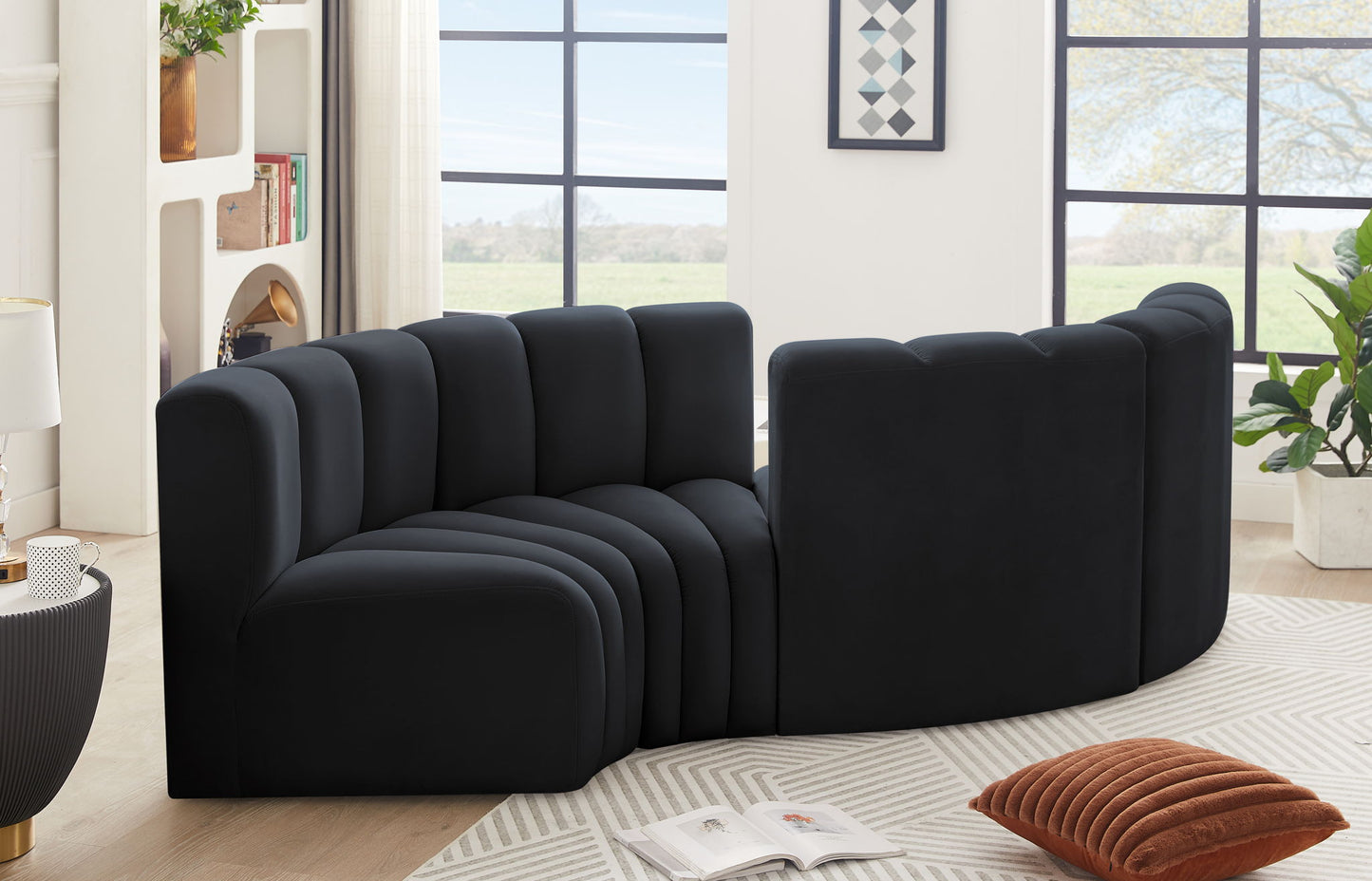 Arc - Velvet 4 Piece Curved Modular Sofa