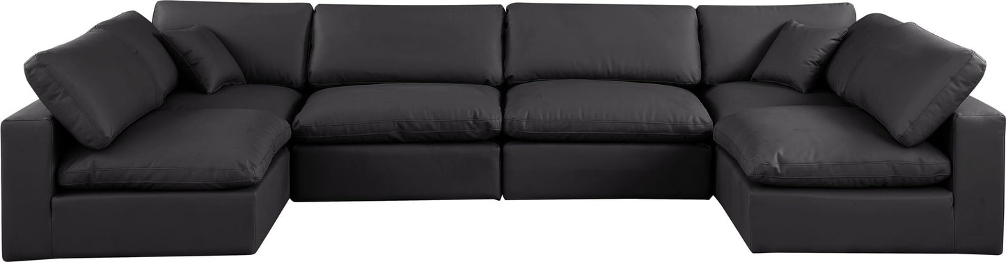 Comfy - 6 Piece Faux Leather Modular Armless Sectional