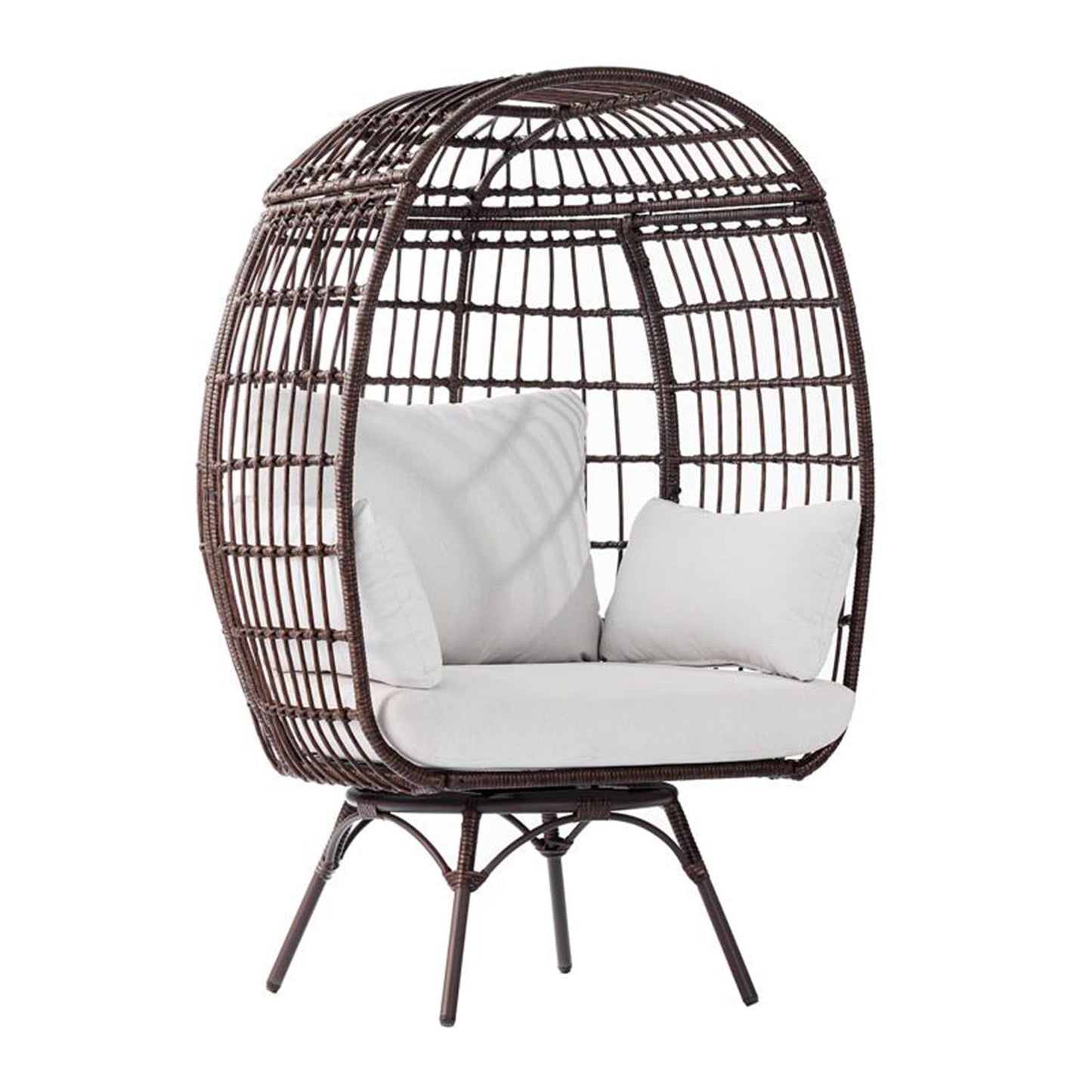 Flash Furniture - Zola Commercial Indoor / Outdoor Oversized Wicker Egg Swivel Lounge Chair - Brown / Cream
