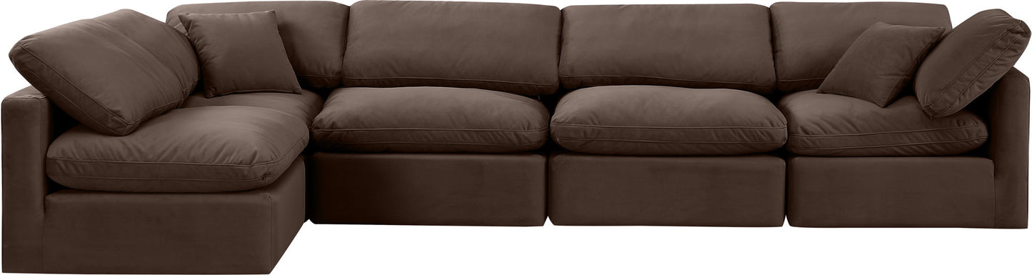 Indulge - Velvet 5 Piece Modular Sectional