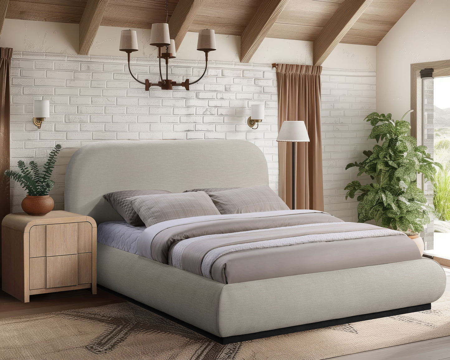 Vaughn - Chenille Bed With Black Base