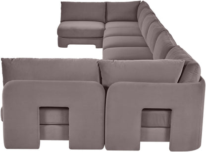 Hammond - Velvet Performance Fabric Upholstered 8 Piece U-Shaped Armless Sectional - Beige