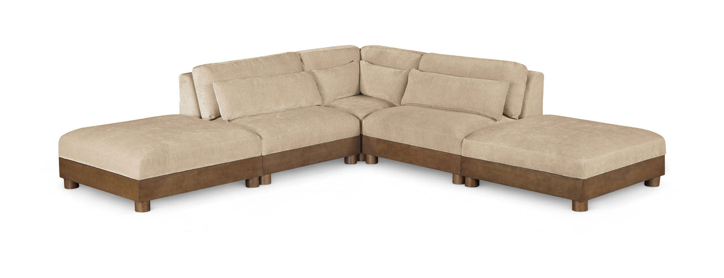Turin - Chenille Fabric Upholstered Modular Sectional - Beige