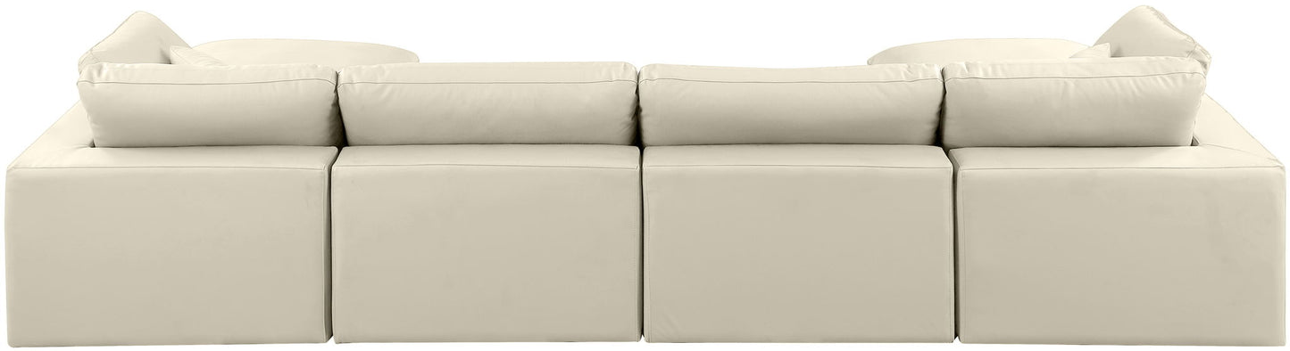 Comfy - 6 Piece Faux Leather Modular Double Chaise Sectional