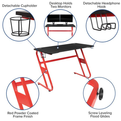 Flash Furniture - 2 Piece Ergonomic Racing Style Gaming - Red / Black