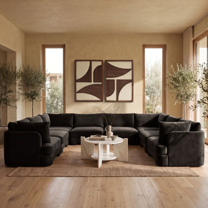 Hammond - Velvet Performance Fabric Upholstered 8 Piece U-Shaped Sectional