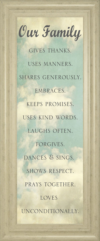 Our Family By Sarah Gardner - Framed Print Wall Art - Light Blue