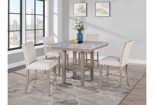 D4010 - 7 Piece Dining Room Set (Bar Table And 6 Bar Stools) - Natural / White