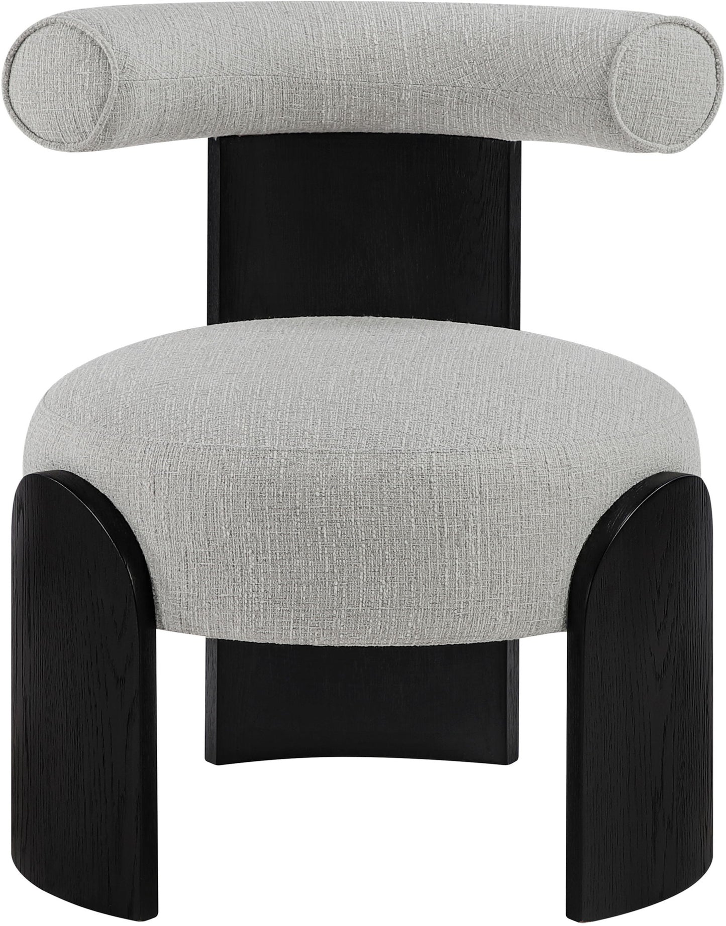 Calder - Linen Textured Fabric Upholstered Accent Chair - Painted Black Base