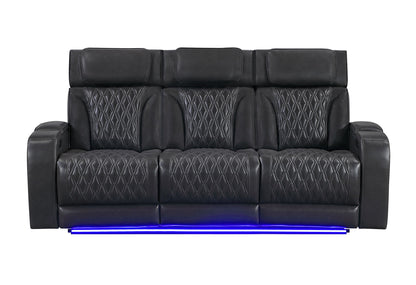 U8611 - Power Reclining Sofa With Power Headrest And LED - Charcoal