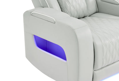 U8611 - 2 Piece Living Room Set (Power Reclining Sofa With Power Headrest And LED / Power Console Reclining Loveseat With Power Headrest, LED And Speaker) - Silver