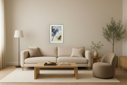 "Ethereal Blossom I" Hand-Embellished Framed Under Acrylic - Silver / White