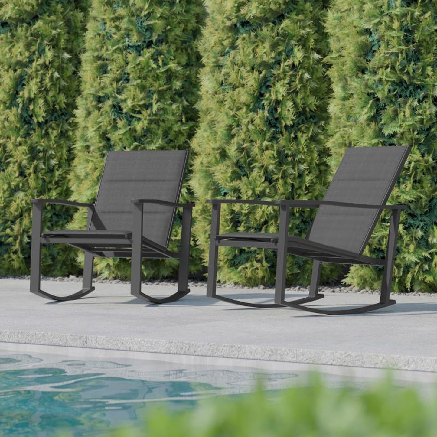 Flash Furniture - Textilene Rockers (Set of 2) - Black