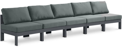 Nizuc - Outdoor Patio 5 Seat Modular Armless Sofa With Gray Frame