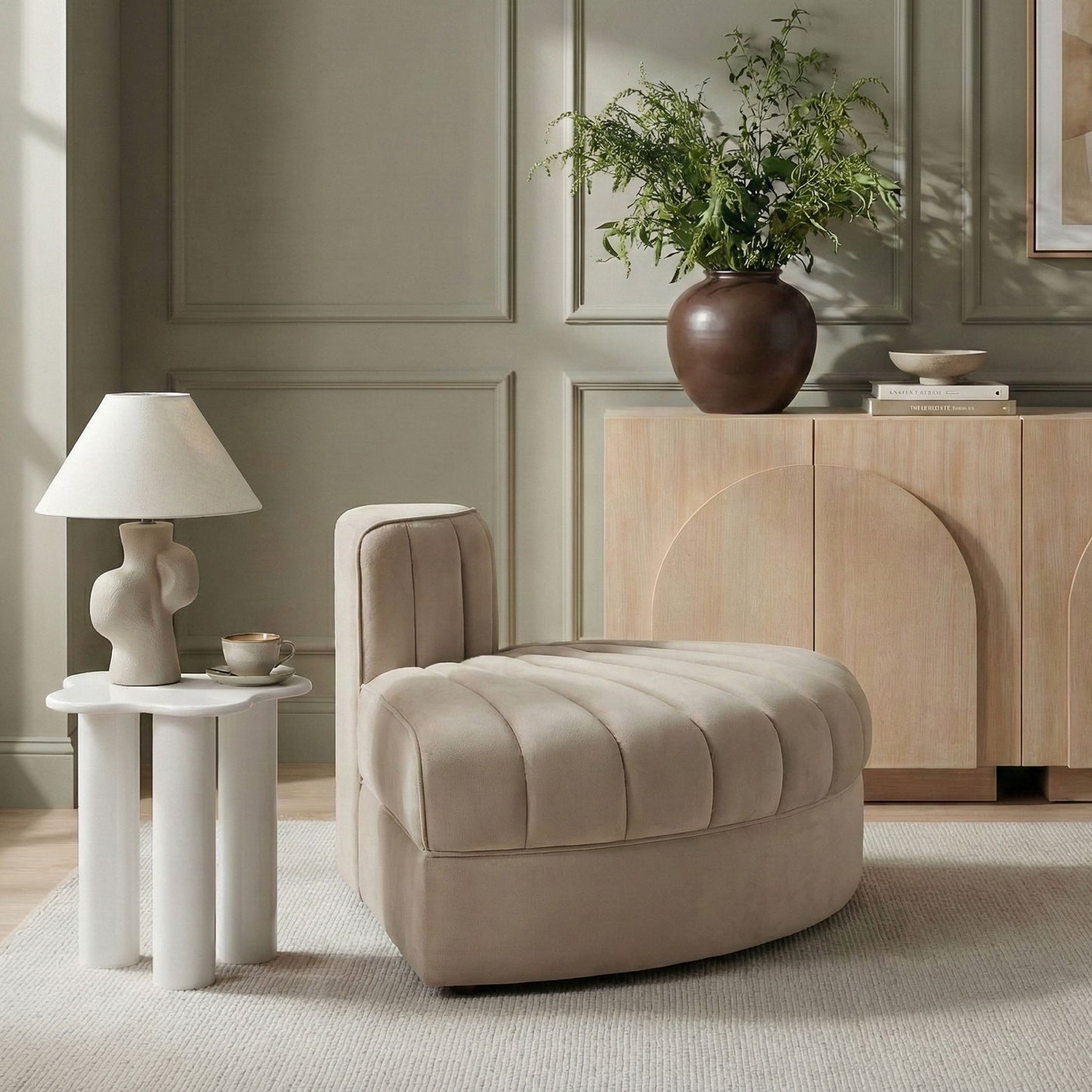Rummi - Velvet Performance Fabric Upholstered Modular Chair
