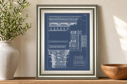 22x26 Column & Cornice Blueprint III By Vision Studio - Blue