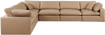 Comfy - 6 Piece Faux Leather Modular Corner Sectional - Tan