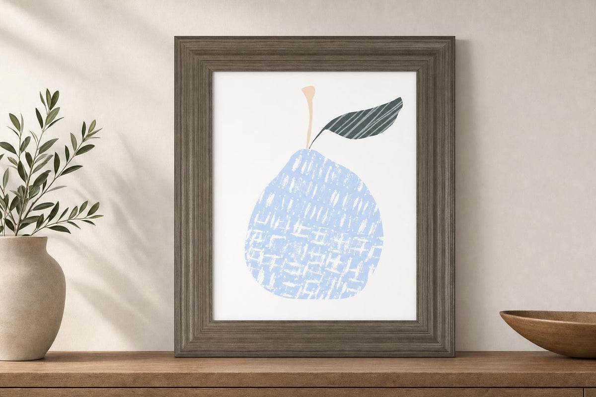 22x26 Cut Paper Fruit IV By June Erica Vess - Light Blue