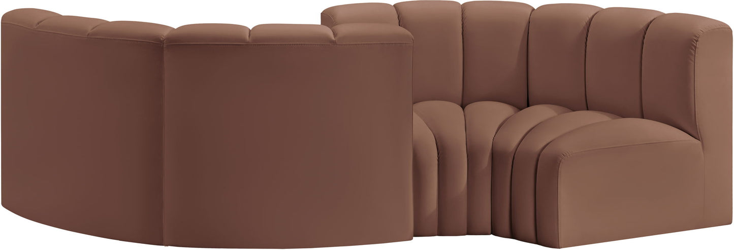 Arc - Faux Leather 4 Piece Curved Modular Sofa
